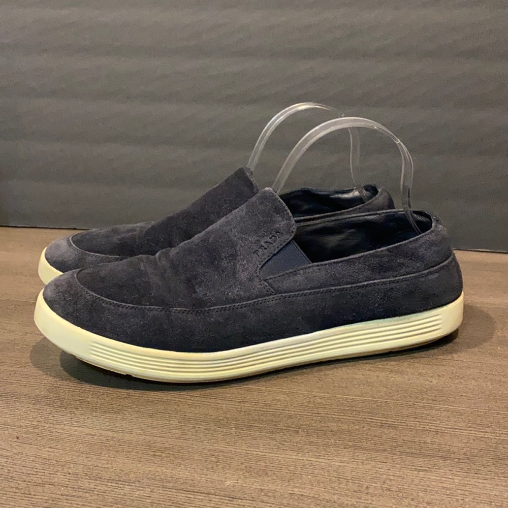 Men’s Prada Slip On Sneakers Size 8.5 Suede Shoe